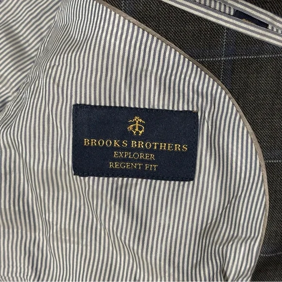 BROOKS BROTHERS Explorer Regent Fit Blazer 40L Gray Plaid Two Button Window Pane - Picture 3 of 11